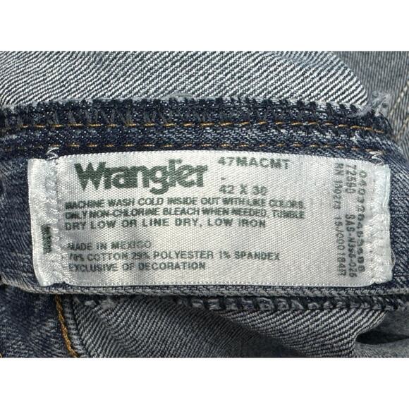 Wrangler 47MWZ Men's Advanced Comfort Regular Fit Blue Denim Jeans - Size 42x30 - Picture 5 of 5
